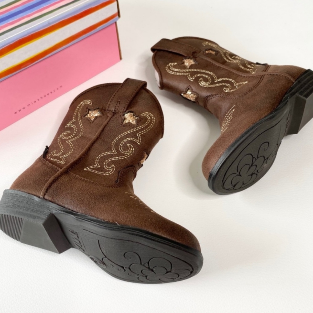 new Mia ☀︎ ︎Vegan Leather Cowboy Boots ☀︎︎ Cognac